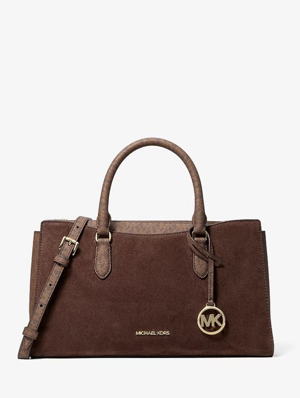 Michael Kors Arden Medium Signature Logo Top-Zip Satchel -Dark Brown NWT